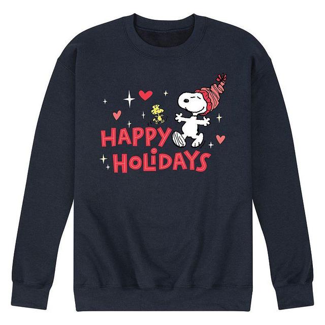 Mens Peanuts Happy Holiday Sweatshirt Blue Product Image