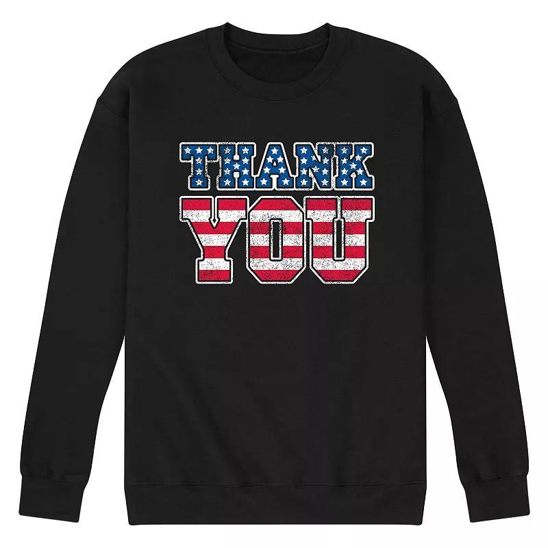 Mens Thank You American Flag Graphic Fleece Pullover Product Image