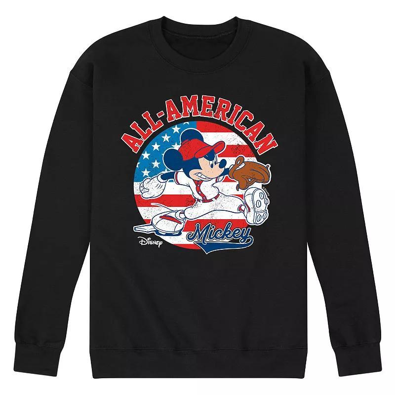 Disneys Mickey Mouse Mens Americana Baseball Fleece Sweatshirt Blue Product Image