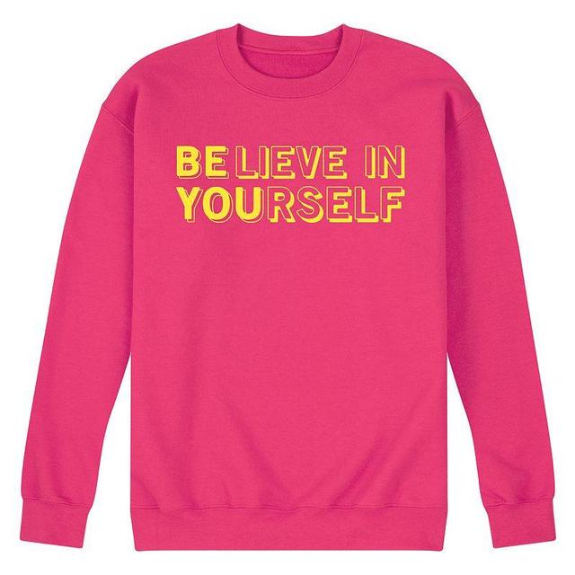 Mens Believe In Yourself Fleece Sweatshirt Pink Product Image