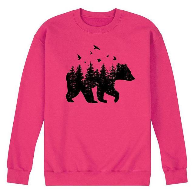 Mens Forest Bear Silhouette Graphic Fleece Sweatshirt Product Image