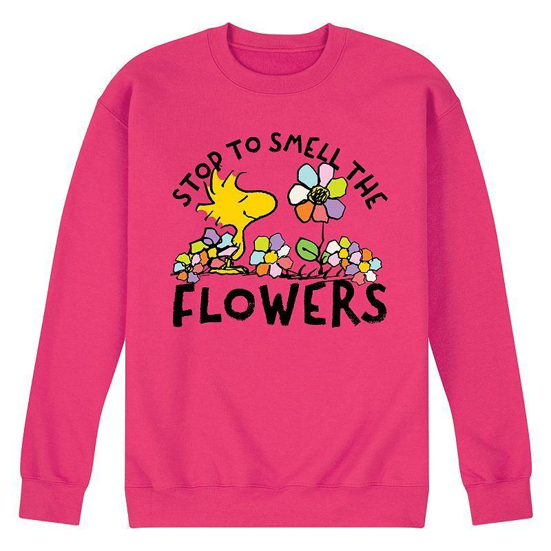 Mens Peanuts Stop & Smell The Flowers Long Sleeve Pink Product Image