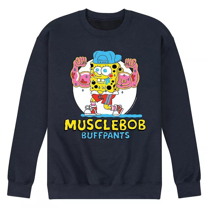 Mens SpongeBob SquarePants Musclebob Fleece Sweatshirt Blue Product Image