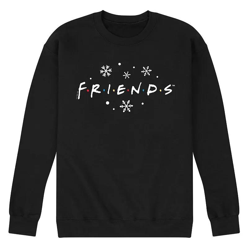 Mens Friends Logo Snowflakes Fleece Sweatshirt Blue Product Image