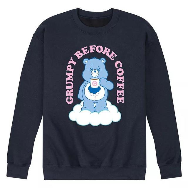 Mens Care Bears Grumpy Before Coffee Fleece Sweatshirt Blue Product Image