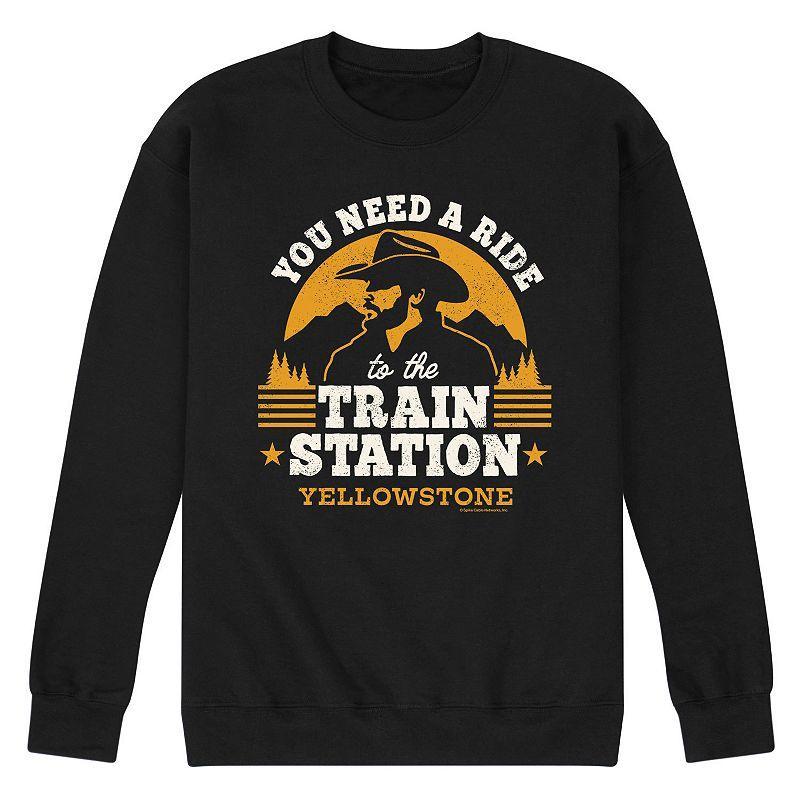 Mens Yellowstone Train Station Sweatshirt Black Product Image