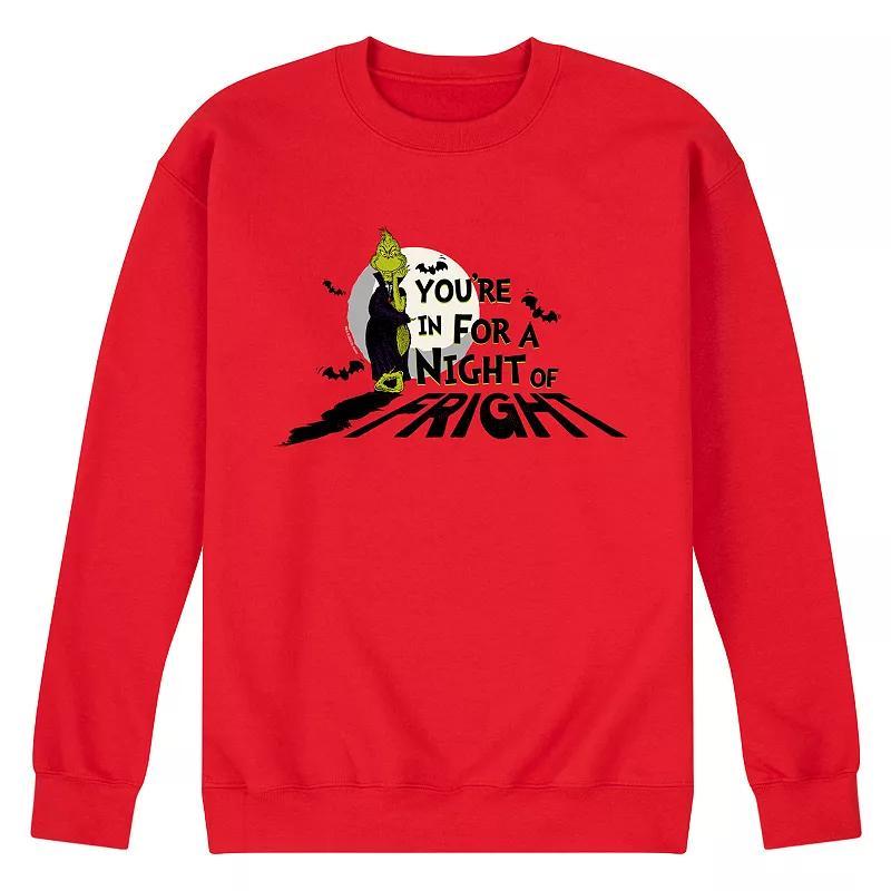 Mens Dr. Seuss Grinch Youre In For A Night Fleece Sweatshirt Grey Gray Product Image