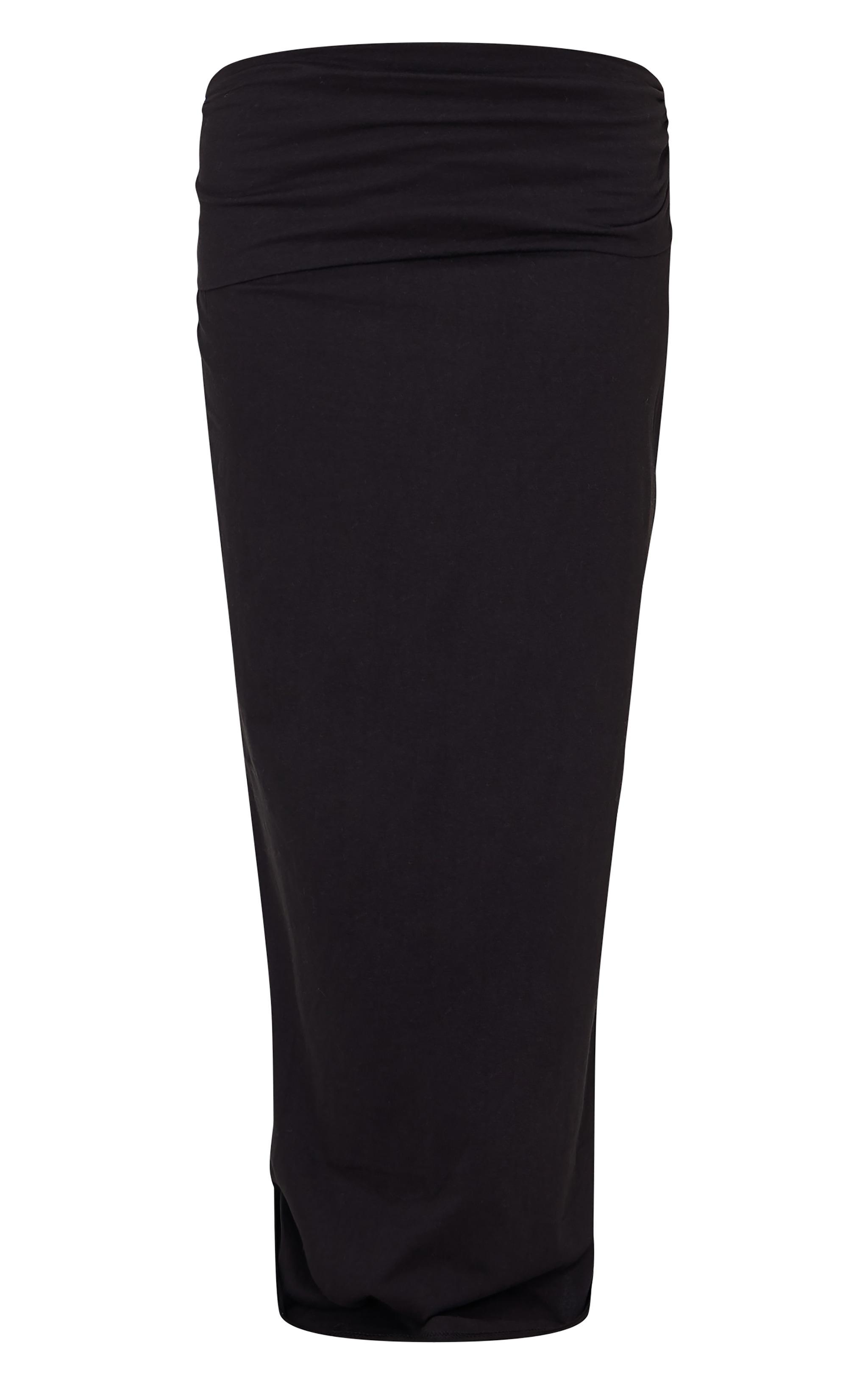 Black Foldover Cotton Maxi Skirt Product Image