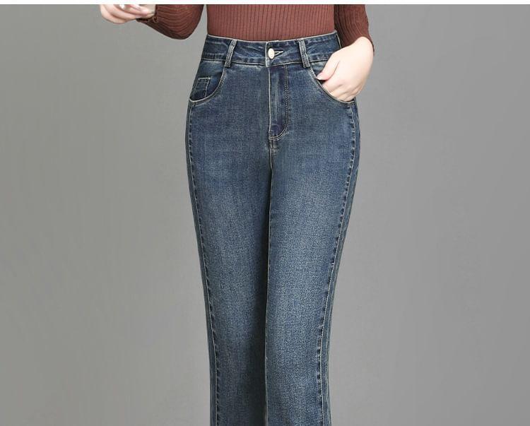 High Waist Washed Bootcut Jeans Product Image