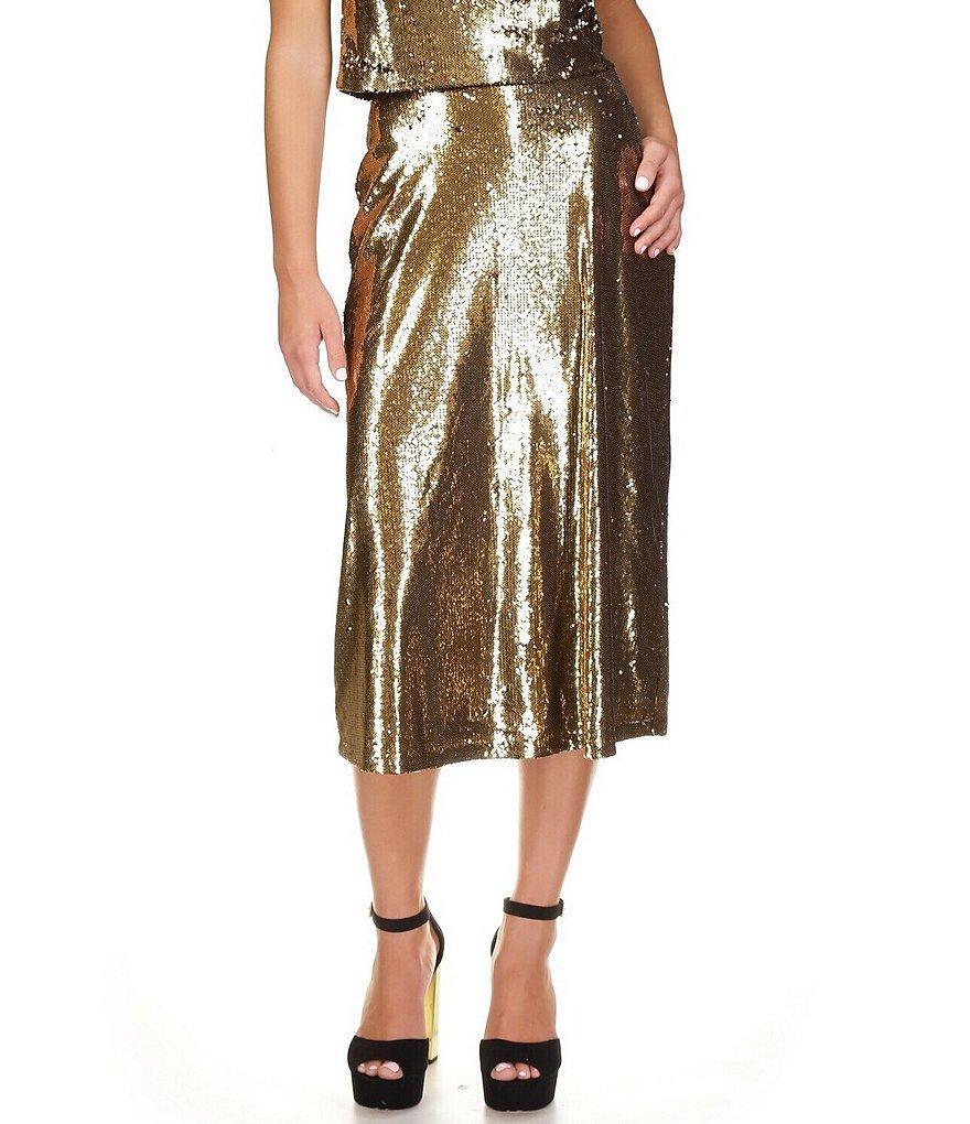 MICHAEL Michael Kors Sequin A-Line Coordinating Midi Skirt Product Image