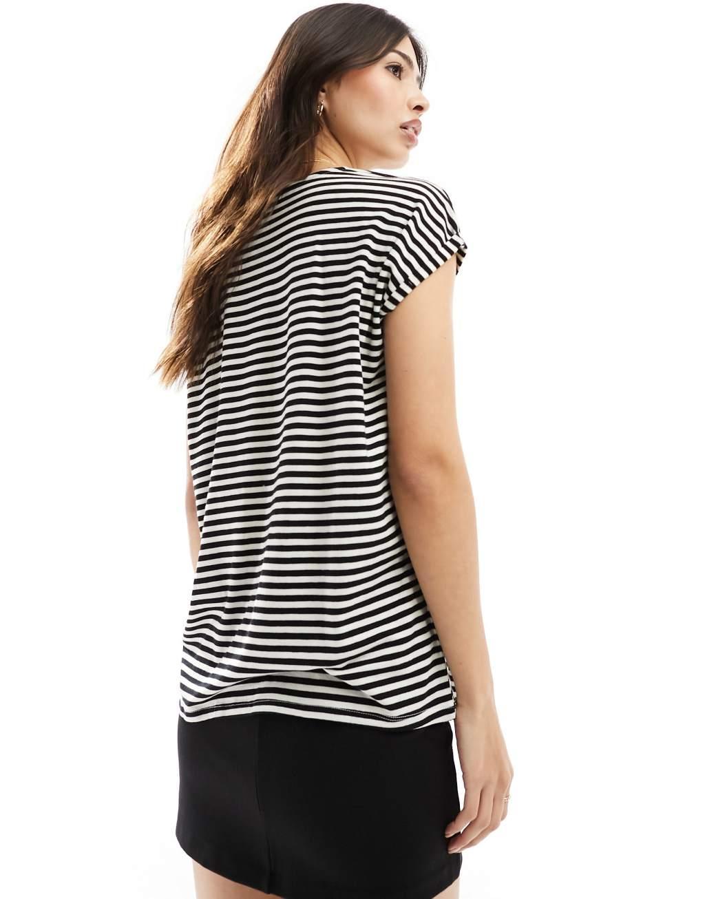 Vero Moda oversized stripe t-shirt in mono Product Image