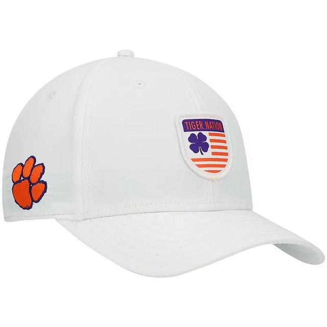 Mens White Clemson Tigers Nation Shield Snapback Hat Product Image