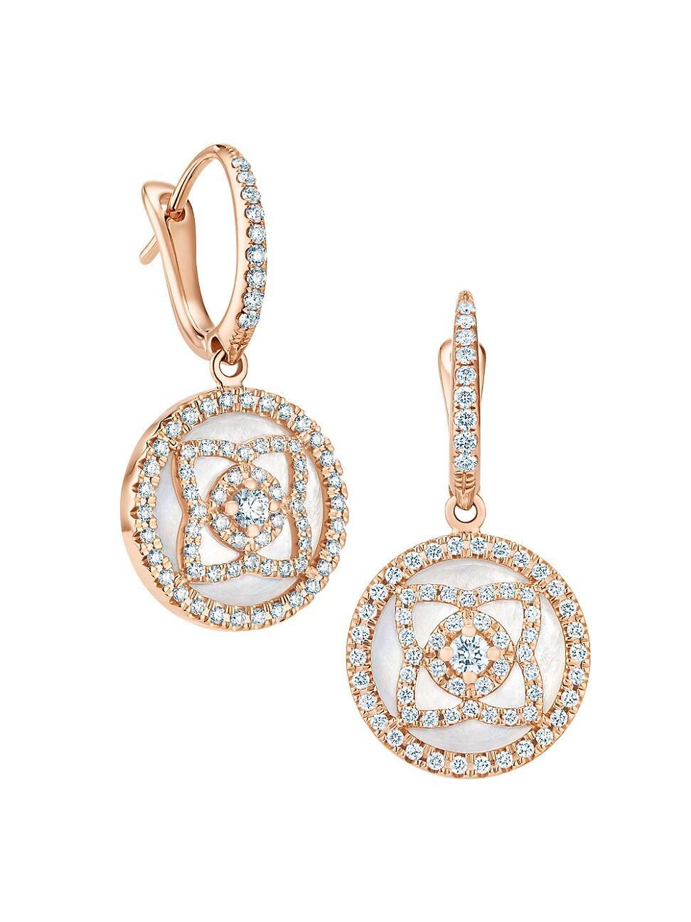 Womens Enchanted Lotus Rose Gold, Diamond & Mother Of Pearl Sleeper Earrings Product Image