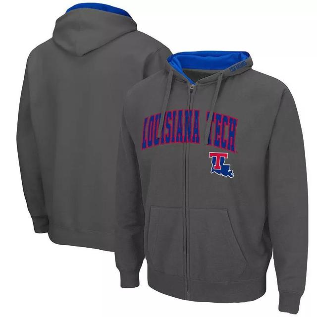 Mens Colosseum Charcoal Louisiana Tech Bulldogs Arch & Logo 3.0 Full-Zip Hoodie Product Image