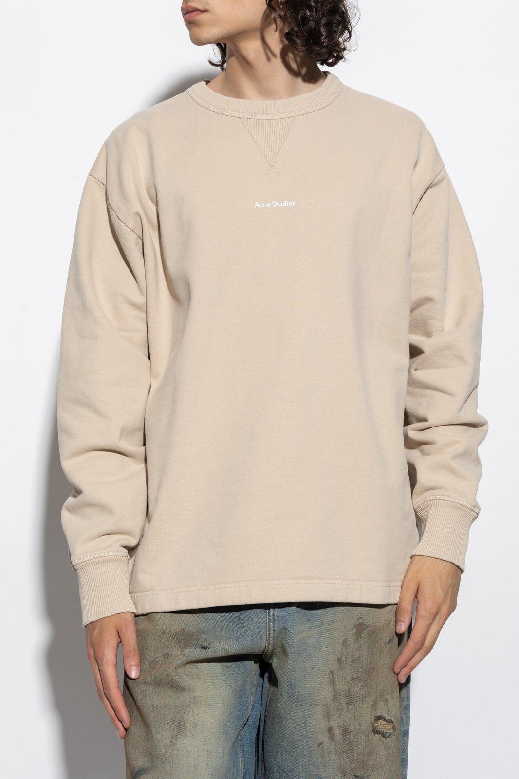 Logo Printed Crewneck Sweatshirt In Beige Product Image