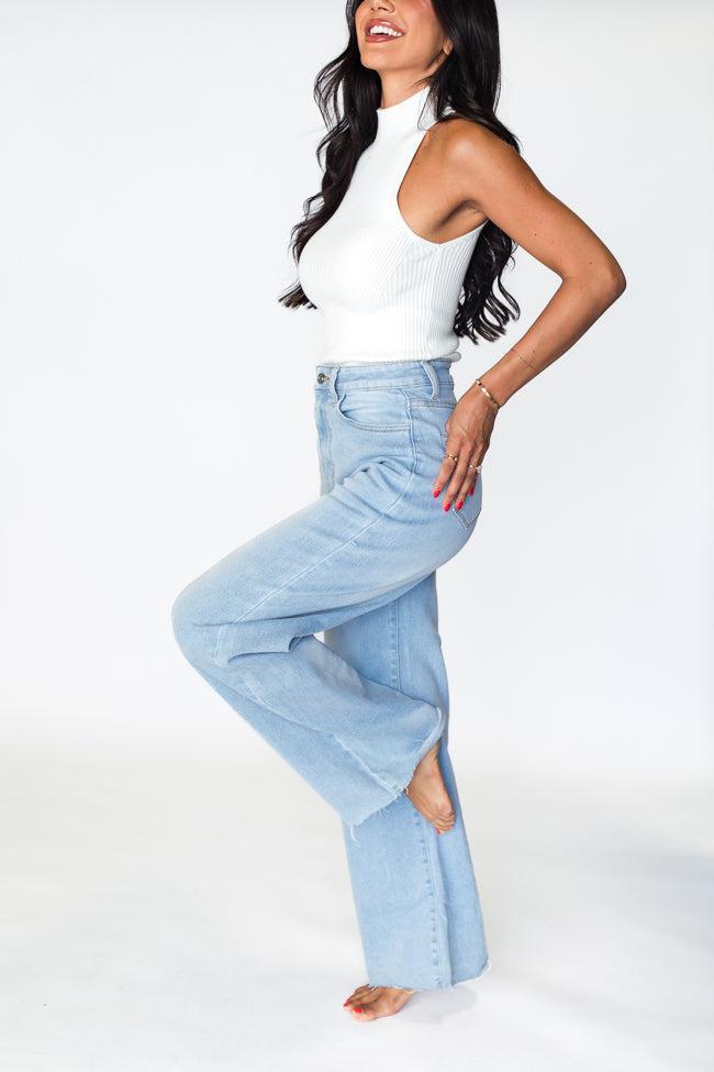 Kelsea Light Wash Wide Leg Jeans Product Image