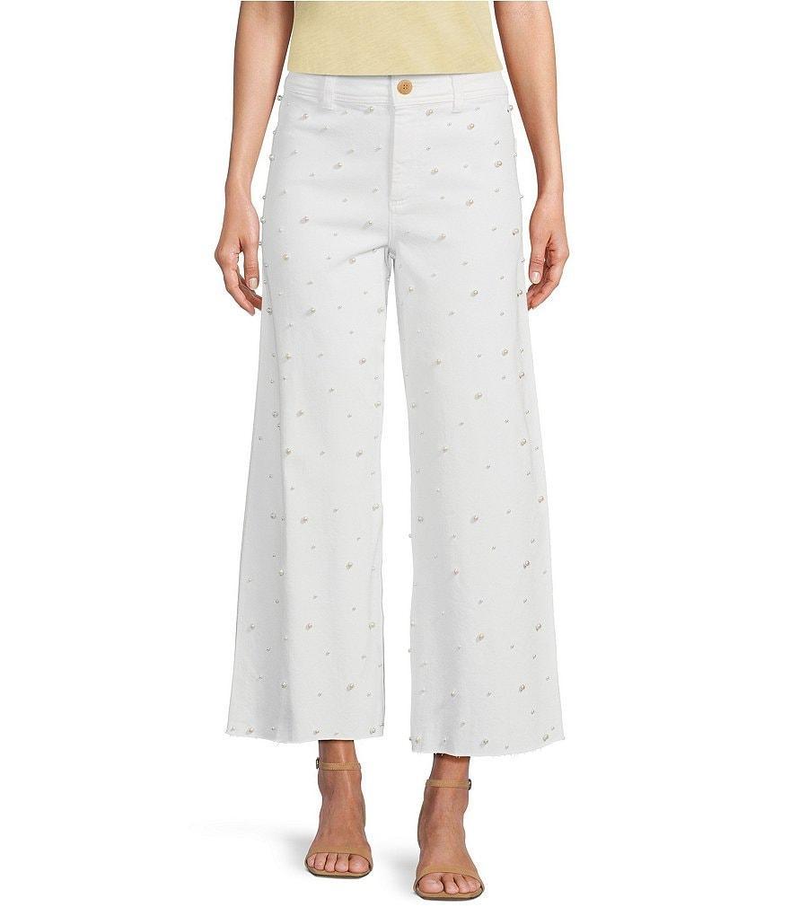 Antonio Melani Alexandra Pearl Wide Leg Crop Denim Jeans Product Image