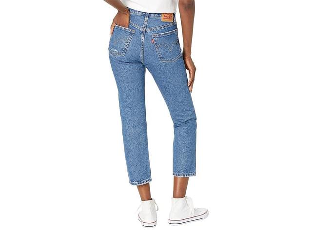 Womens Levis 501 High-Rise Straight Leg Crop Jeans Dark Blue Product Image