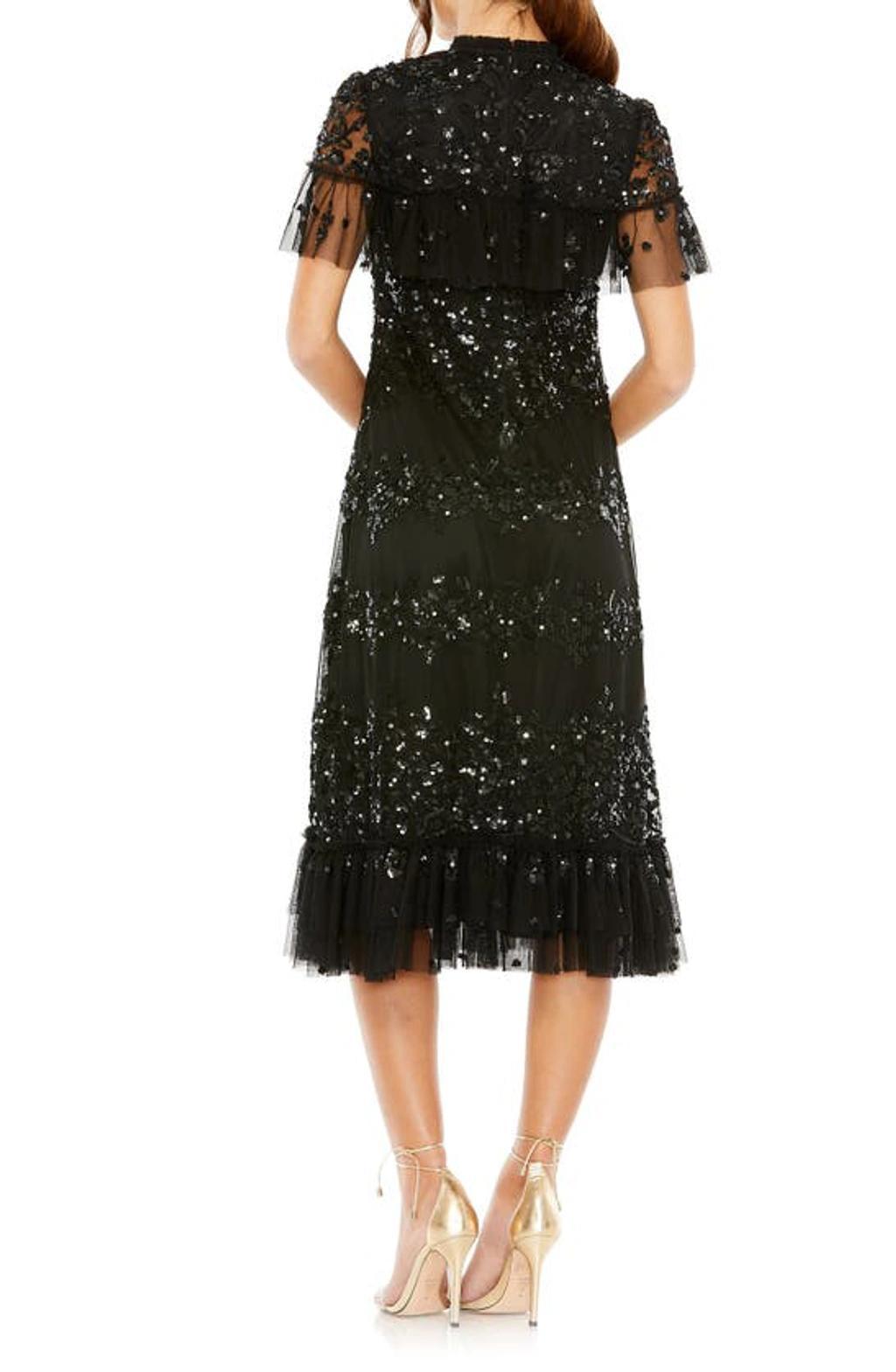 Sequin Ruffle Mesh Dress In Black Product Image