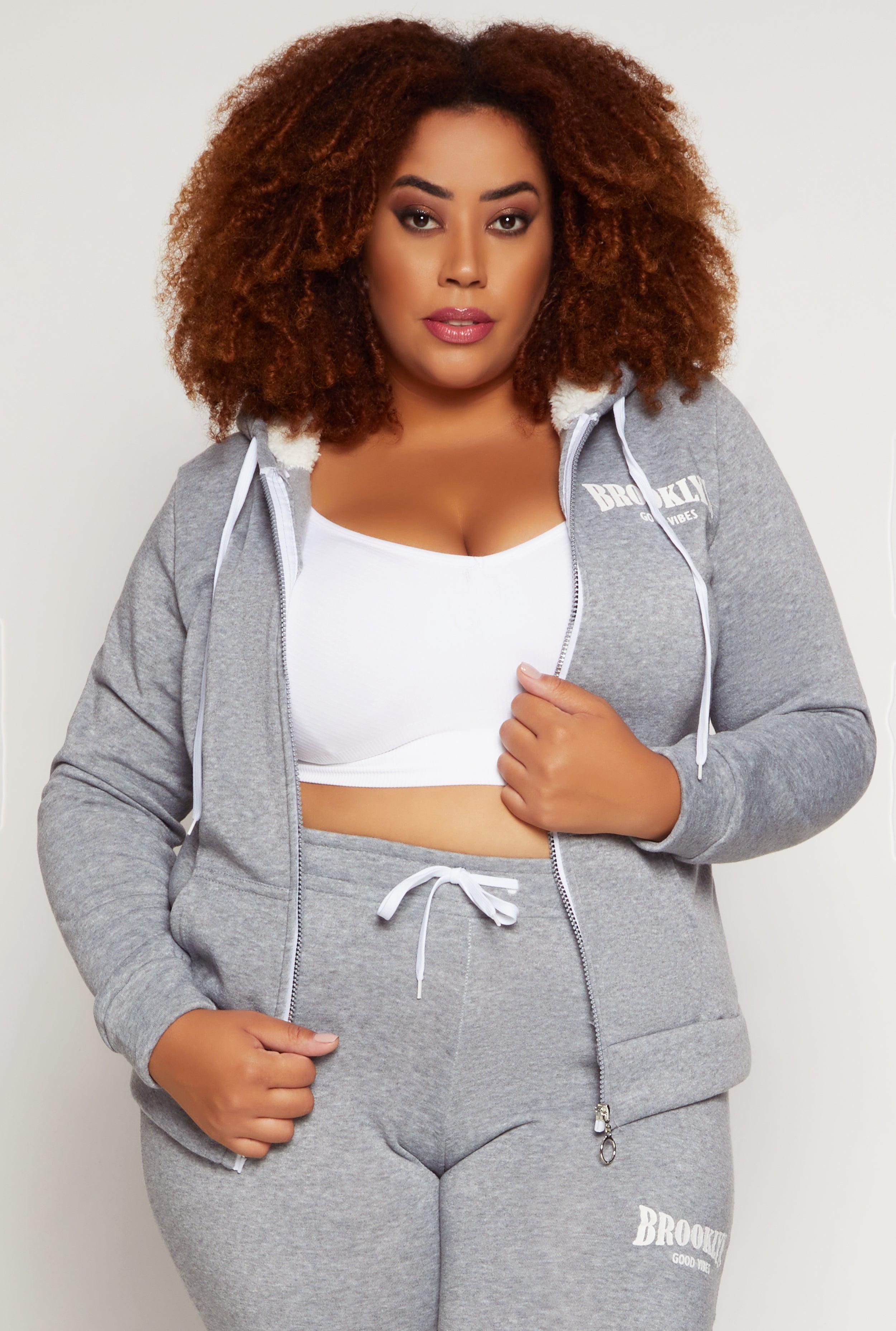 Womens Plus Size Fleece Brooklyn Zip Front Hoodie Product Image