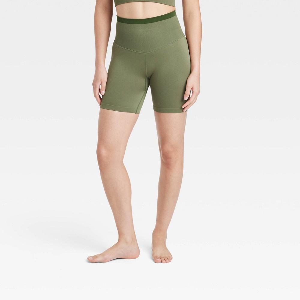 Womens Seamless High-Rise Bike Shorts 6 - JoyLab Olive L Product Image