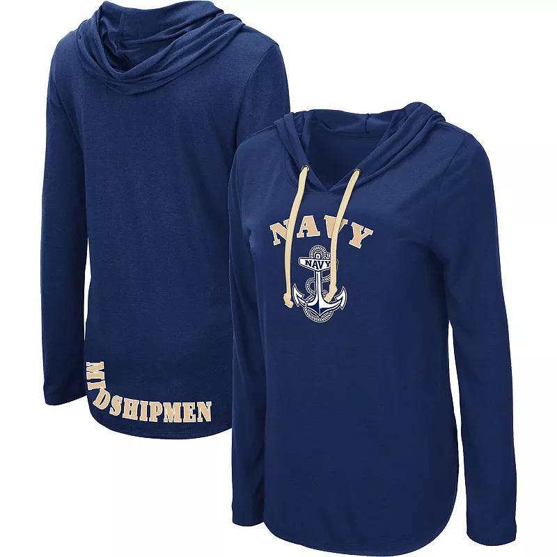 Womens Colosseum Navy Navy Midshipmen My Lover Lightweight Hooded Long Sleeve T-shirt Product Image