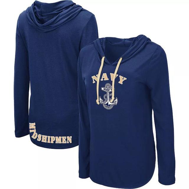 Womens Colosseum Midshipmen My Lover Lightweight Hooded Long Sleeve T-Shirt Blue Product Image