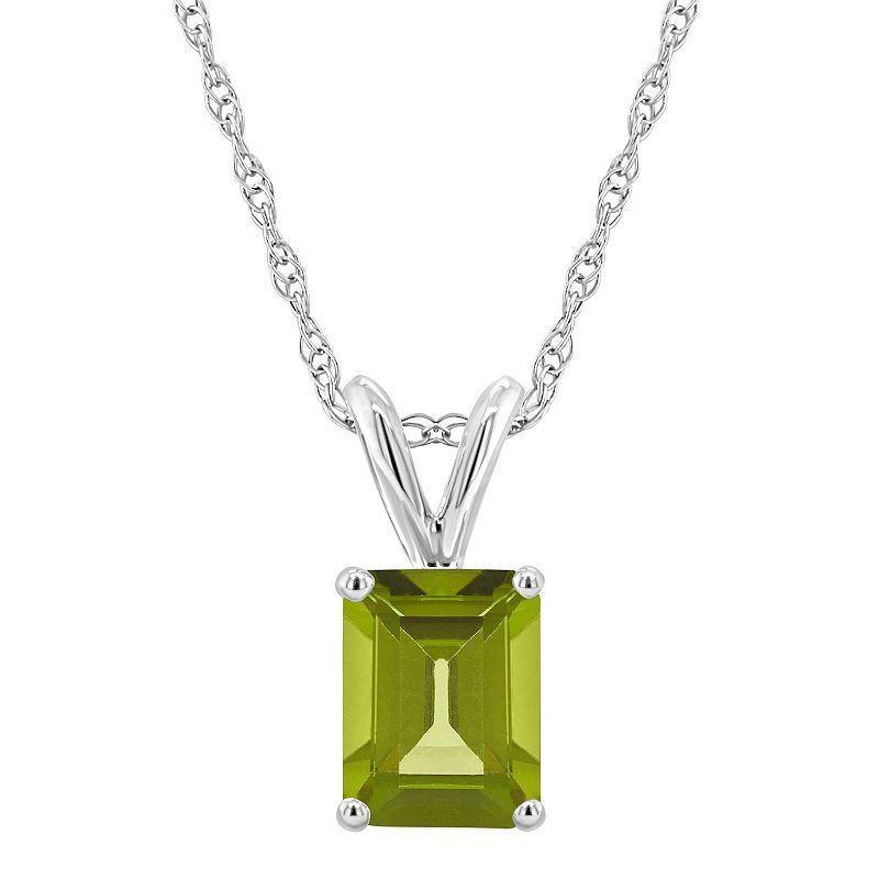 Celebration Gems 14k Gold Emerald Cut Peridot Pendant Necklace, Womens 14k Whgold Product Image