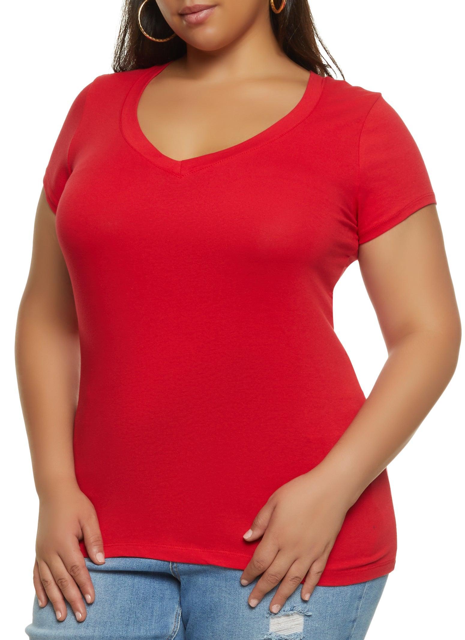 Womens Plus Size V Neck Tee Product Image