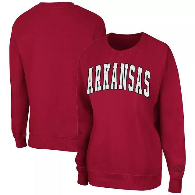 Womens Colosseum Cardinal Arkansas Razorbacks Campanile Pullover Sweatshirt Product Image