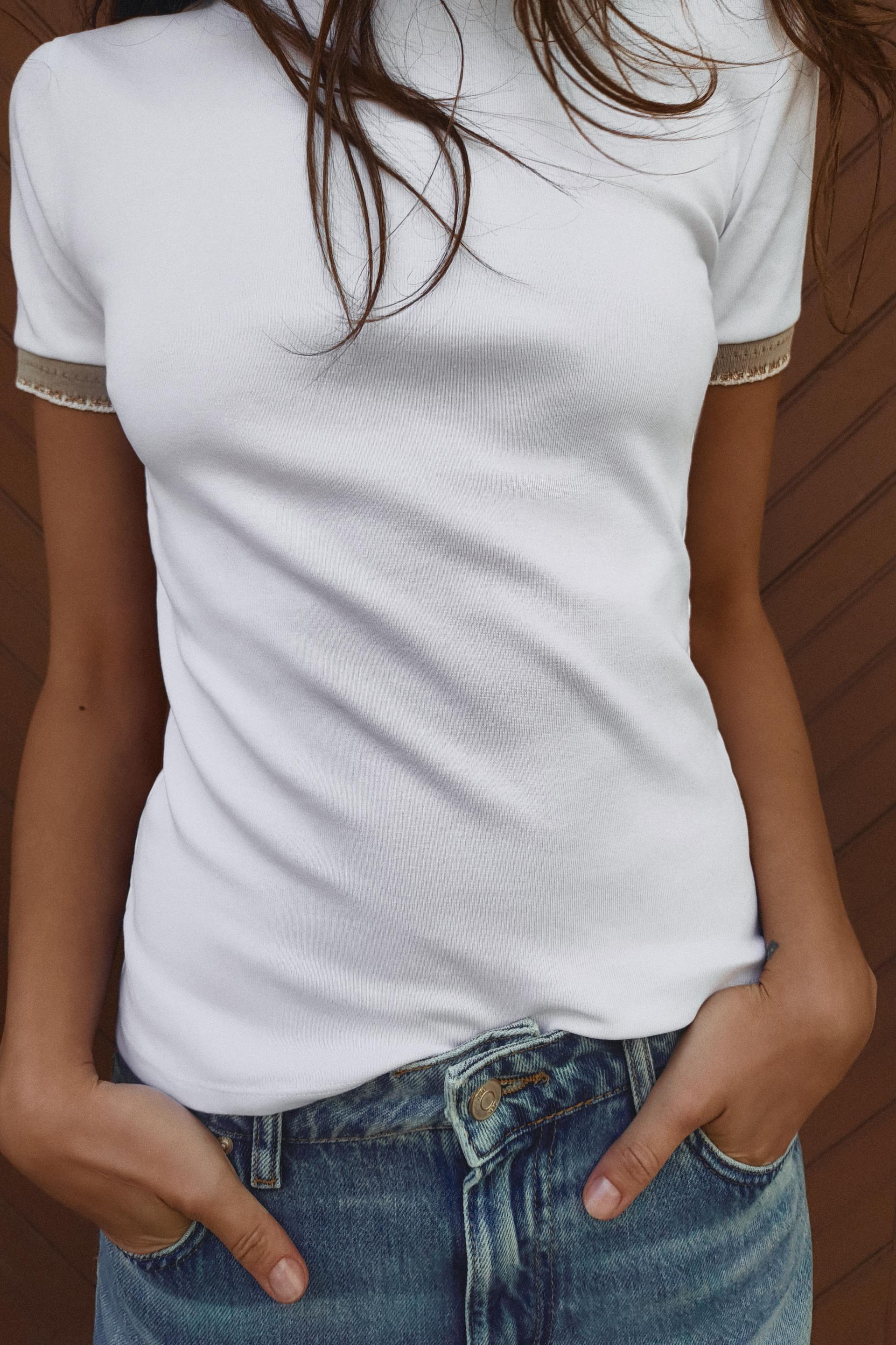 RHINESTONE TRIM T-SHIRT Product Image