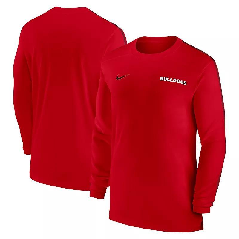 Nike Mens Georgia Bulldogs 2024 Sideline Coach Uv Performance Long Sleeve T-Shirt - Red Product Image