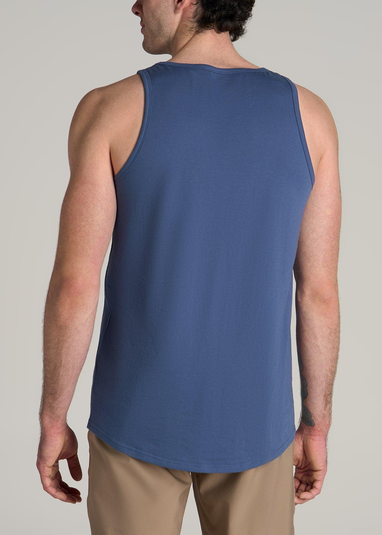 The Essentials: Men's Tall SLIM-FIT Beach Tank Top in Steel Blue Product Image