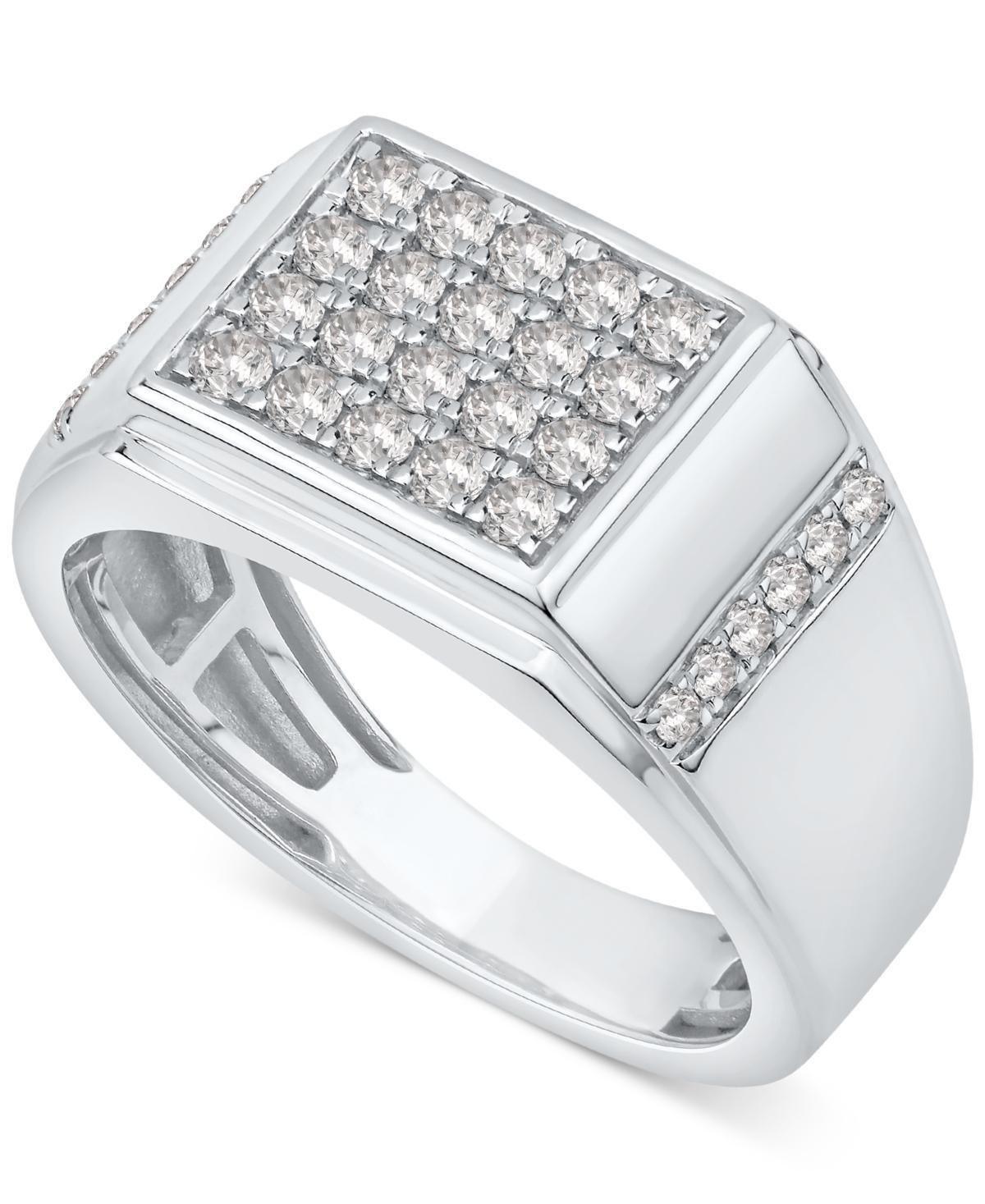 Mens Diamond Square Cluster Ring (5/8 ct. t.w.) in 10k White Gold Product Image