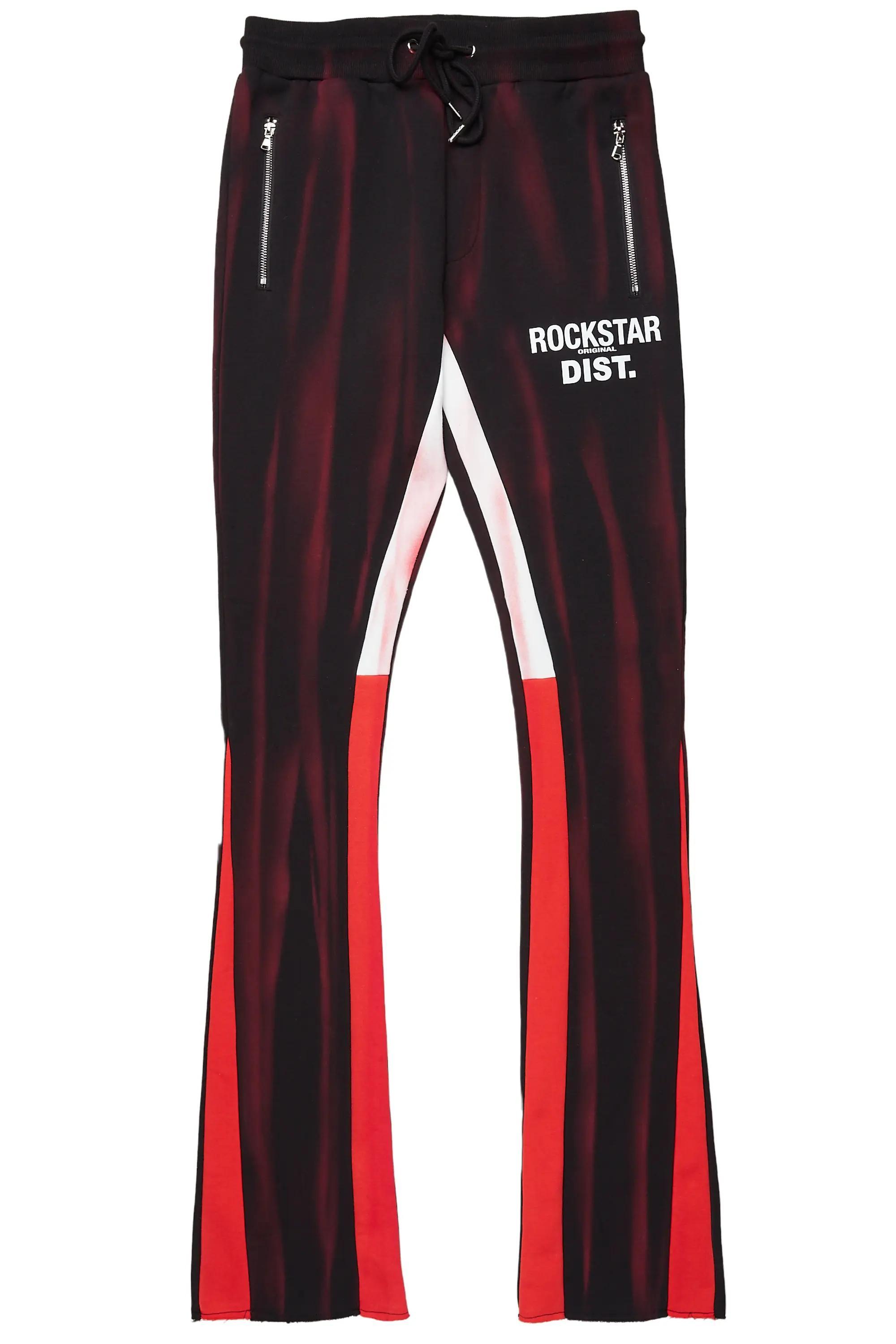 Firoz Black/Red Graphic Stacked Flare Pant Male Product Image