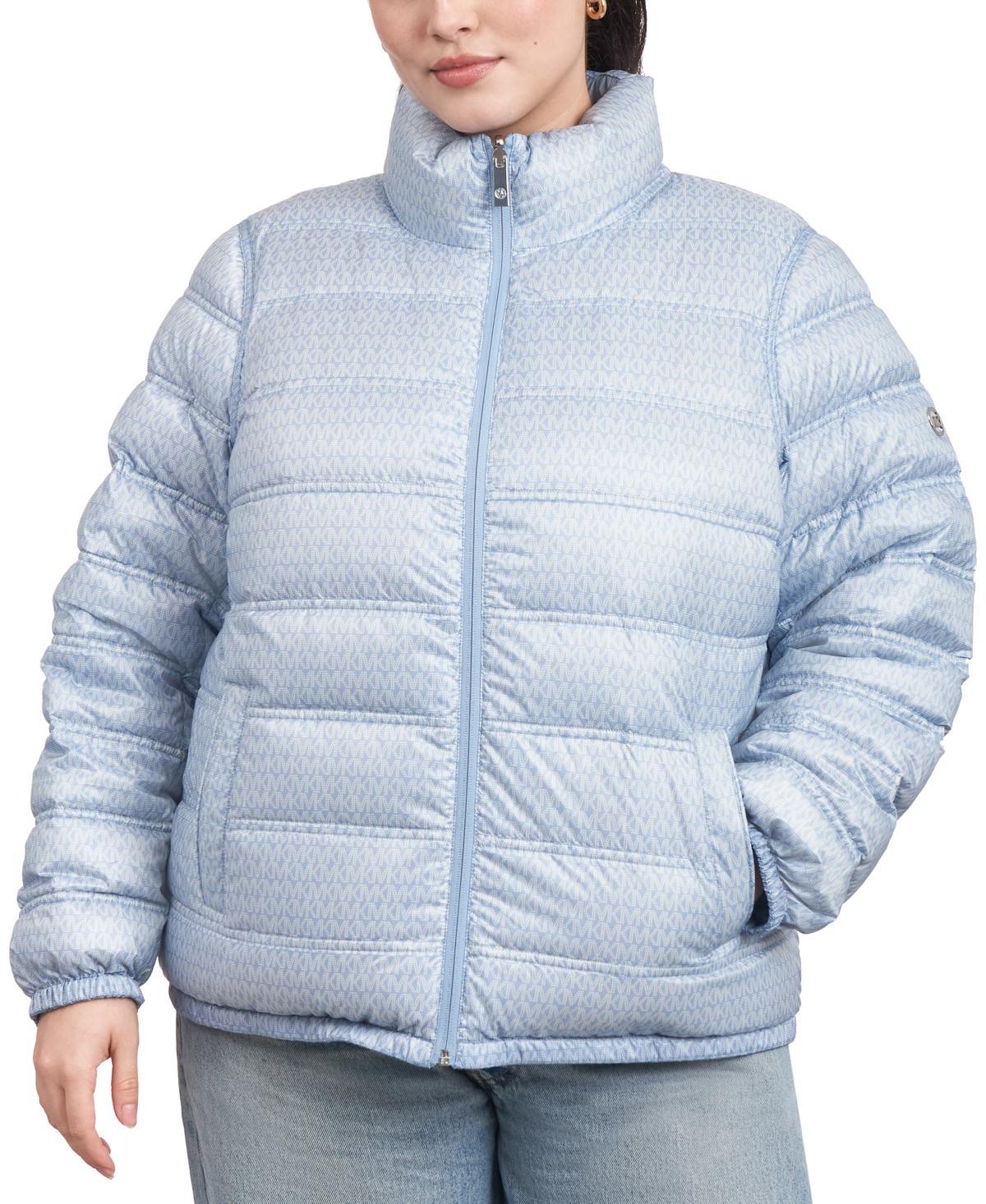 Michael Michael Kors Womens Plus Size Reversible Shine Down Puffer Coat, Created for Macys - Buff Product Image