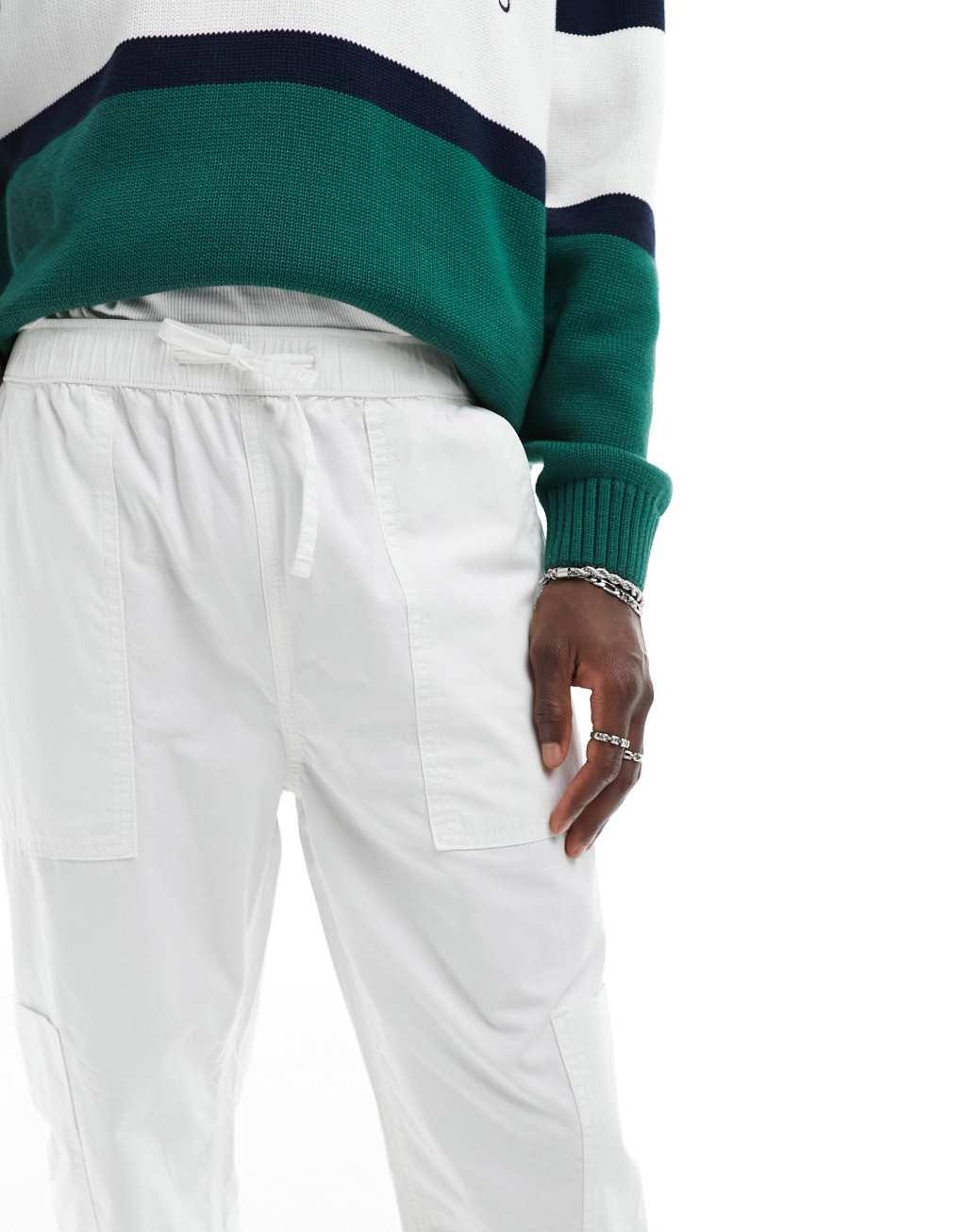 ASOS DESIGN pull on cargo sweatpants in white Product Image