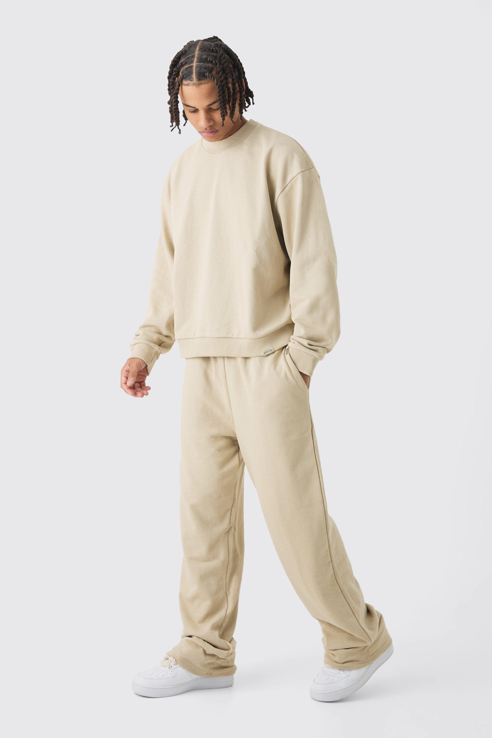 Oversized Extended Neck Boxy Heavy Sweatshirt Relaxed Tracksuit | boohooMAN USA Product Image