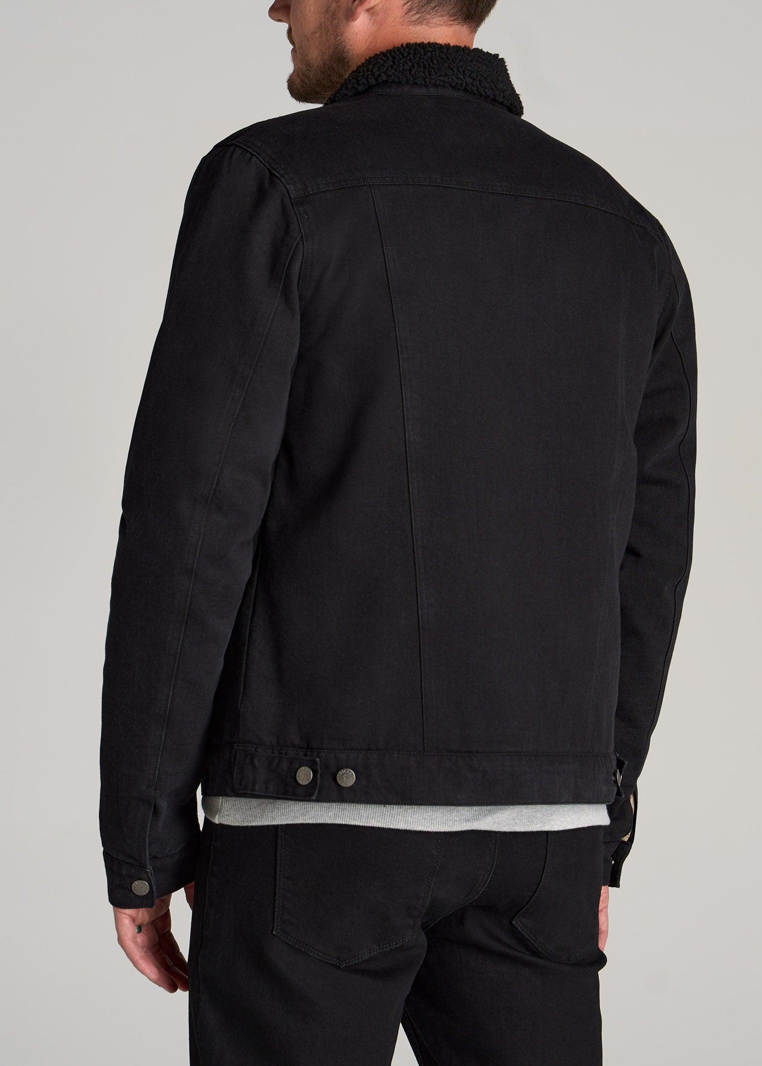 Denim Sherpa Tall Men's Jacket in Onyx Black Wash Male Product Image