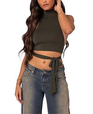 EDIKTED Hamlin Wrap Tie Halter Top Product Image