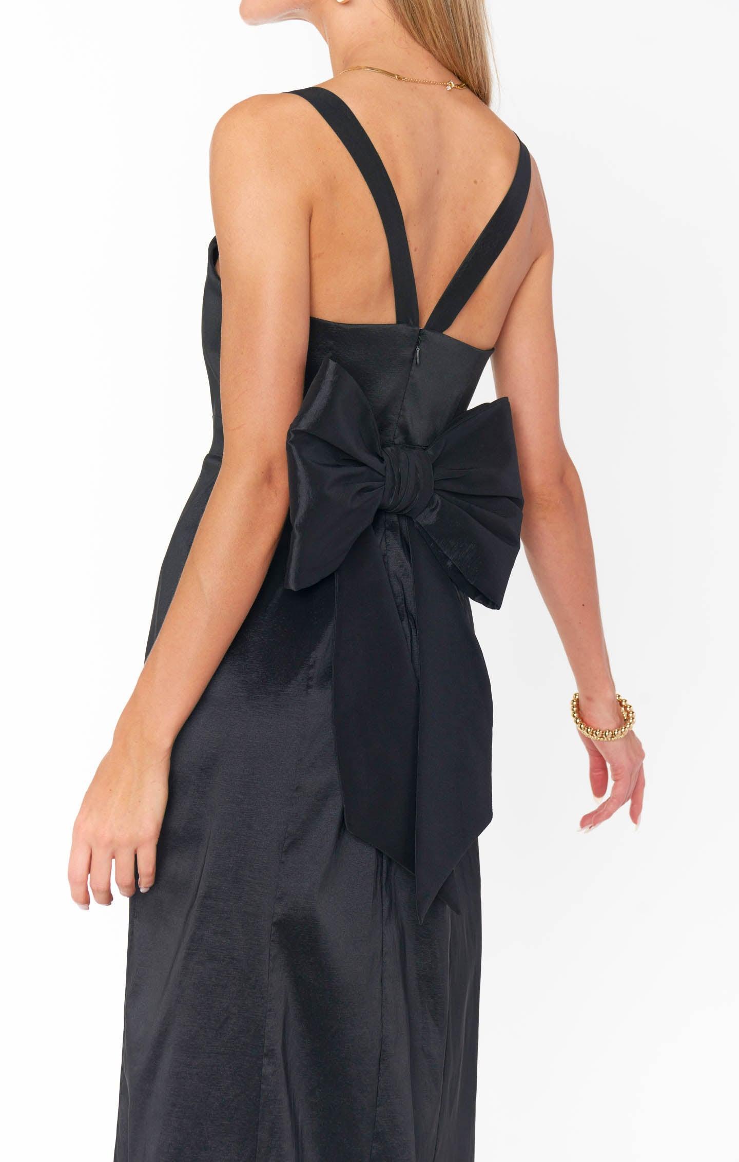 Charlotte Bow Dress ~ Black Taffeta Product Image