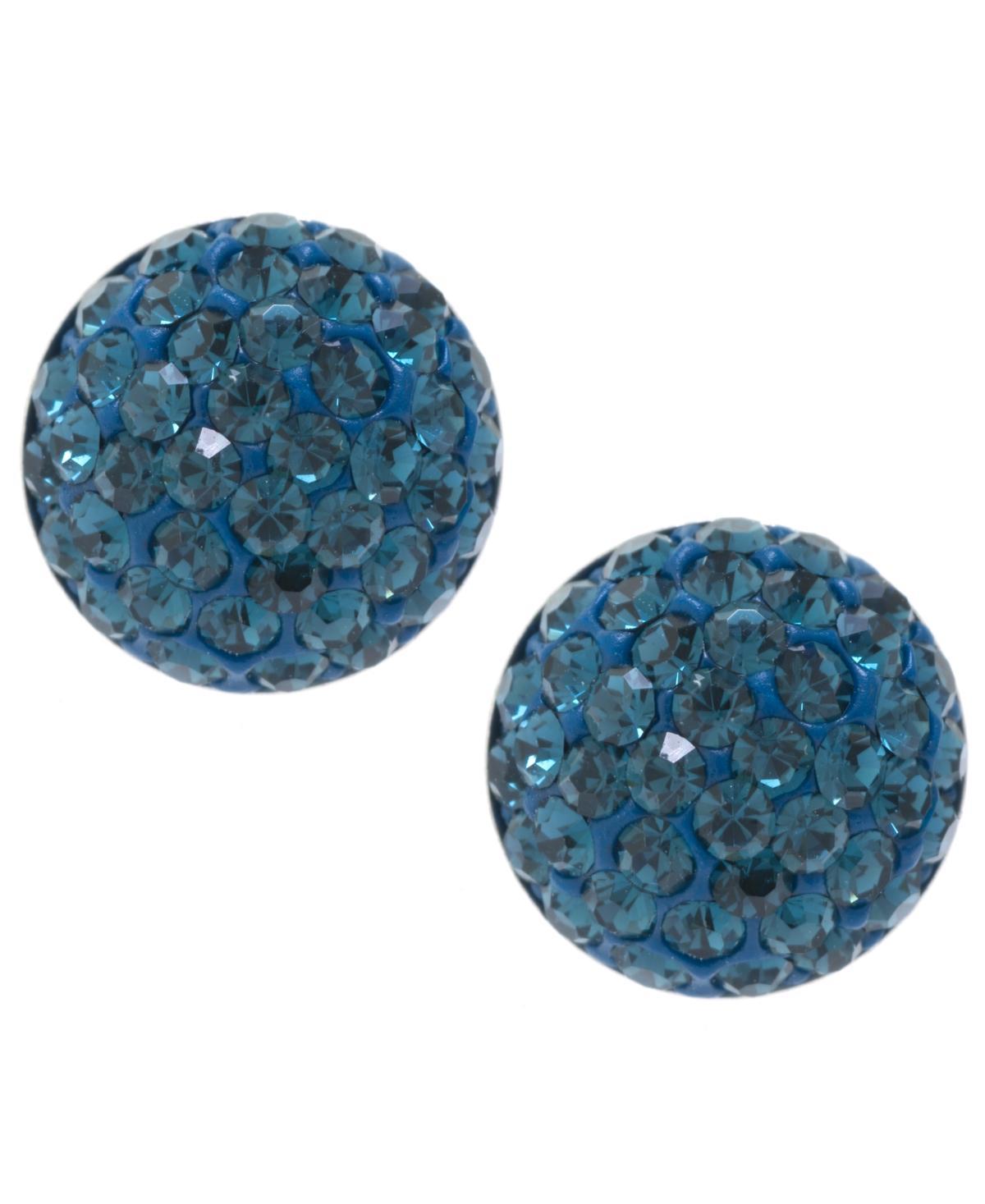 Main and Sterling Sterling Silver Crystal Half Ball Stud Earrings, Womens Dark Blue Product Image