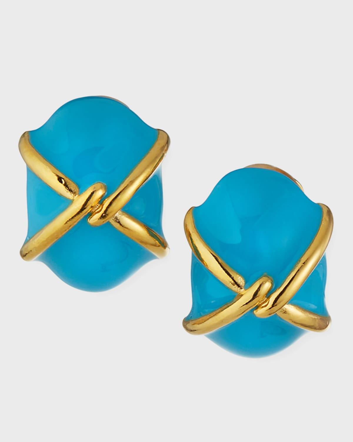 Womens Twisted X 22K Gold-Plated Enamel Clip-On Earrings Product Image