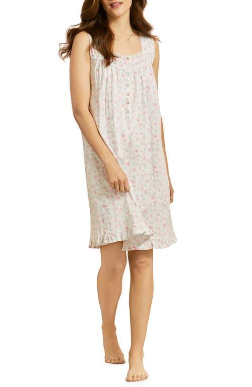 Eileen West Floral Lace Trim Cotton Jersey Chemise Product Image