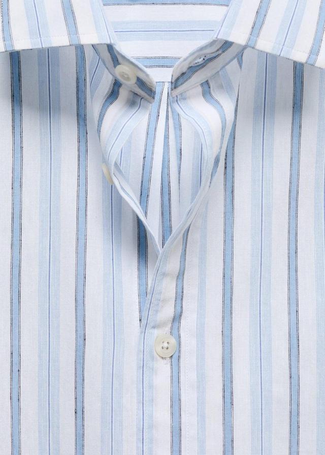 MANGO MAN - Classic fit cotton linen rustic striped shirt off whiteMen Product Image