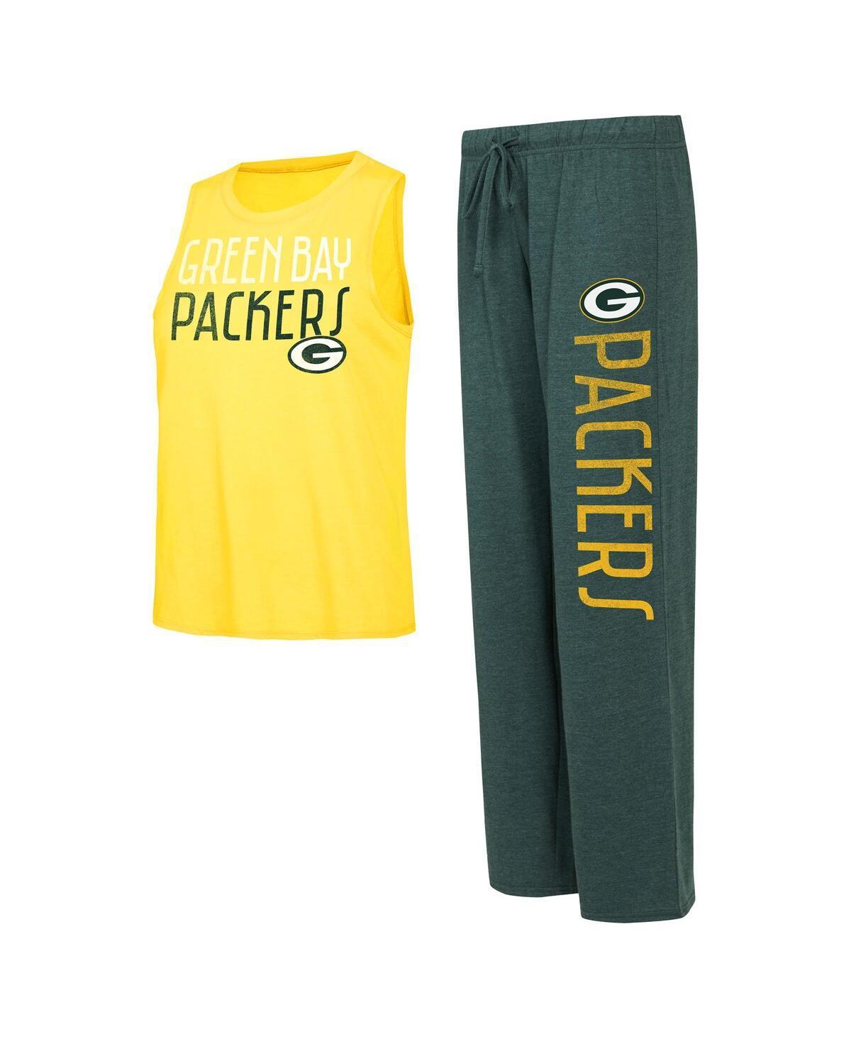 Womens Concepts Sport /Gold Bay Packers Muscle Tank Top & Pants Lounge Set Product Image