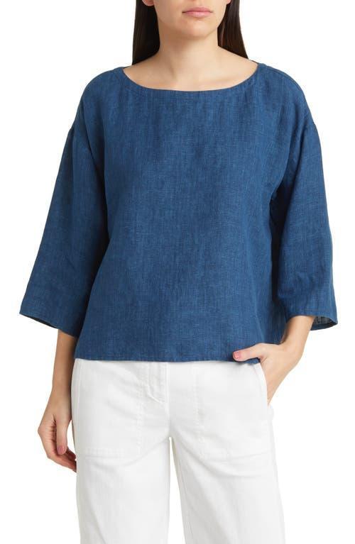 Eileen Fisher Bateau Neck Box Top (Atlantis) Women's Clothing Product Image