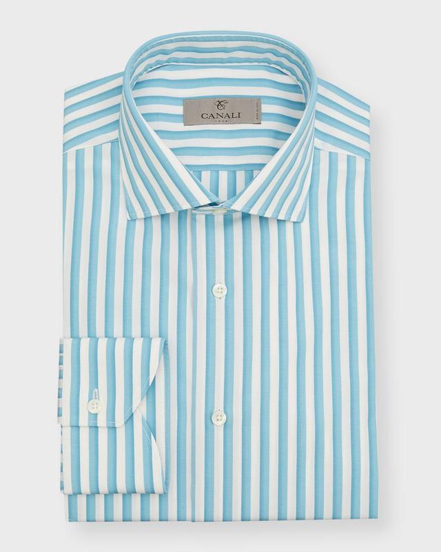 Mens Stripe Cotton Dress Shirt Product Image