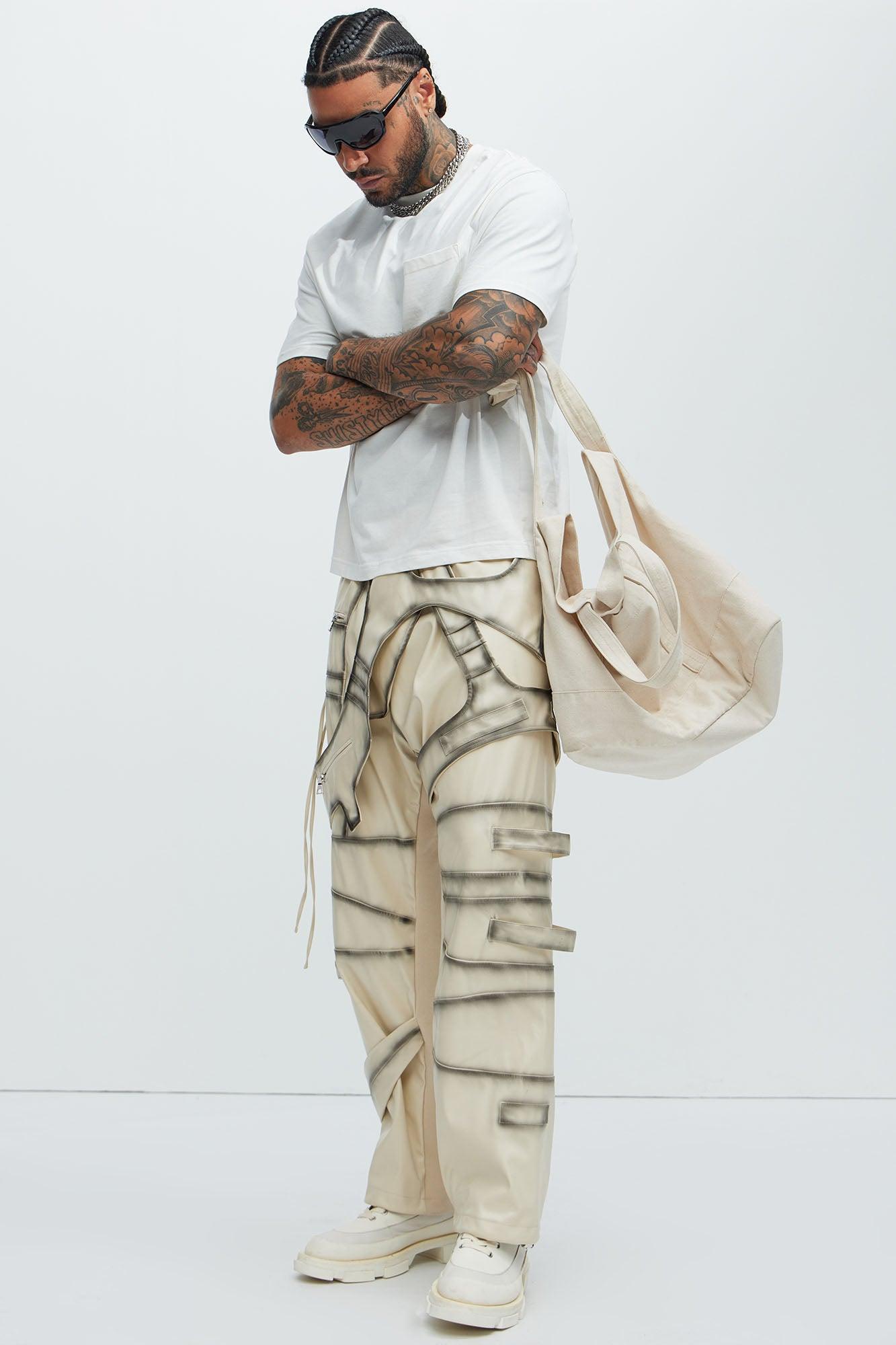 Split Vision Two Tone Belted Pants - Cream Product Image