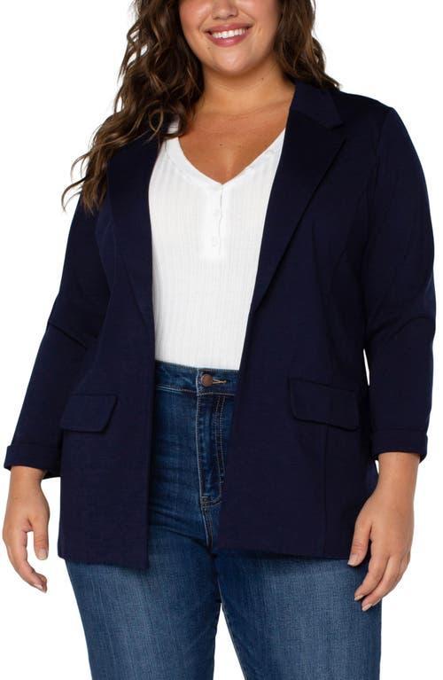 Liverpool Los Angeles Plus Size Stretch Ponte Notch Lapel 34 Sleeve Boyfriend Blazer Product Image